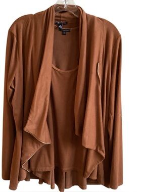 Mm mm mm Faux Suede Brown Draped Cardigan Set size XL